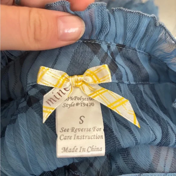 Mine Blue Plaid Ruffled Blouse - Picture 3 of 3